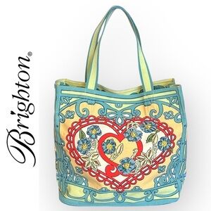 Brighton A Winter’s Love colorful graphic Canvas travel vacation Tote,Large NWOT